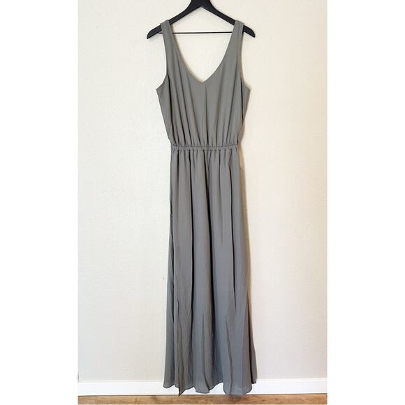 Show Me Your Mumu Dress Womens Bridesmaid Kendall V Neck Gray Side Slit XL NEW - Picture 2 of 8